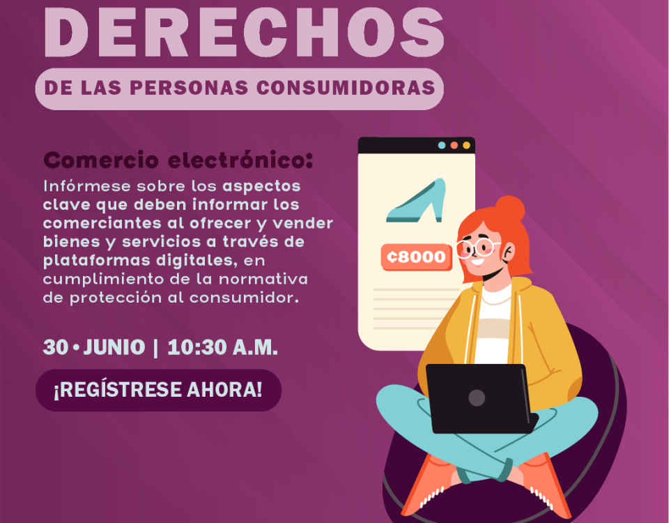 Publicidad con una mujer sentada escribieno en una computadora personal haciendo compras por internet.
