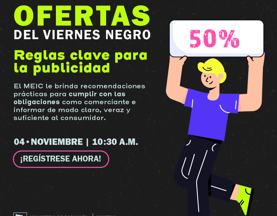 Una persona con un letrero indicando el 50%